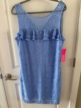 Lilly Pulitzer Powder Blue Lace Shift Dress with Pink Label